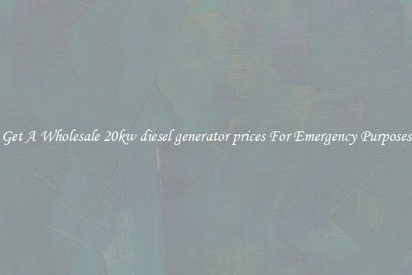 Get A Wholesale 20kw diesel generator prices For Emergency Purposes