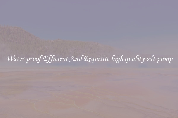 Water-proof Efficient And Requisite high quality silt pump